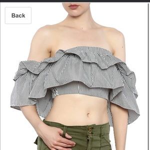 Off The Shoulder Striped Crop Top